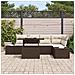 Set da giardino a 6 pezzi con cuscini in polirattan marrone - Foto miniatura 3