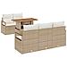 Set di Divani da Giardino  6 Pezzi con Cuscini Beige Rattan Sintetico Acacia, Divano da Giardino  2 Posti con Cuscini Beige Rattan Sintetico - Foto miniatura 1