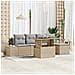 Set di divani da giardino da 6 pezzi con cuscini Beige in Polyrattan - Foto miniatura 2