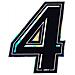 Numero 4 Adesivo Slim Olografico Nero, 10 x 6,5 cm - Foto miniatura 1