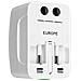 Adattatore Presa Universale Ue / Usa / Uk / Aus Con Spia Led, Bianco - Foto miniatura 2