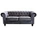 Divano 3 Posti In Velluto Taupe Grigio Chesterfield - Foto miniatura 2