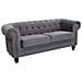 Divano 3 Posti In Velluto Taupe Grigio Chesterfield - Foto miniatura 1