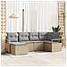 Set di divani da giardino  6 pezzi con cuscini Beige Rattan sintetico, Divano da giardino  2 posti con cuscini Beige Rattan sintetico - Foto miniatura 2