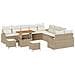 Set divano da giardino  13 pezzi con cuscini in rattan beige e acacia, Divano da giardino  2 posti con cuscini in rattan beige, Set da pranzo da giardino  3 pezzi con cuscini in rattan beige e acacia - Foto miniatura 1