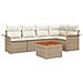 Set Divano da Giardino 6 Pezzi con Cuscini Beige Polyrattan Acacia - Foto miniatura 1