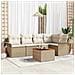 Set Divano da Giardino 6 Pezzi con Cuscini Beige Polyrattan Acacia - Foto miniatura 2