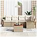 Set Divano da Giardino 6 Pezzi con Cuscini Beige Polyrattan Acacia - Foto miniatura 3