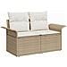 Set Divano da Giardino 6 Pezzi con Cuscini Beige Polyrattan Acacia - Foto miniatura 4