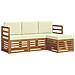 Set divani 4 pcs Naturale e Crema Legno di Acacia Massello - Foto miniatura 1