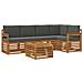 Set divani 6 pcs Naturale e Antracite Legno di Acacia Massello - Foto miniatura 1