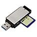 Lettore USB 3.0 slim, micro SD, micro SDXC, micro SDHC, MMC, SD, SDHC, SDXC, corpo in metallo, UHS-1, grigio, blister - Foto miniatura 1