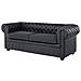 Divano Vintage A 3 Posti In Pelle Nera Chesterfield - Foto miniatura 21