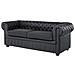 Divano Vintage A 3 Posti In Pelle Nera Chesterfield - Foto miniatura 27