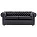Divano Vintage A 3 Posti In Pelle Nera Chesterfield - Foto miniatura 17