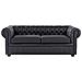 Divano Vintage A 3 Posti In Pelle Nera Chesterfield - Foto miniatura 33