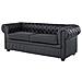 Divano Vintage A 3 Posti In Pelle Nera Chesterfield - Foto miniatura 18