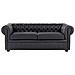 Divano Vintage A 3 Posti In Pelle Nera Chesterfield - Foto miniatura 9