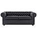 Divano Vintage A 3 Posti In Pelle Nera Chesterfield - Foto miniatura 15