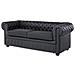 Divano Vintage A 3 Posti In Pelle Nera Chesterfield - Foto miniatura 13