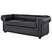Divano Vintage A 3 Posti In Pelle Nera Chesterfield - Foto miniatura 14