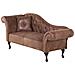 Chaise-longue In Scamosciato Sintetico Marrone Sinistra Lattes - Foto miniatura 16