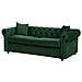Divano Letto A 3 Posti Di Velluto Color Verde Scuro Chesterfield - Foto miniatura 5
