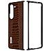 Cover Per Samsung Galaxy Z Fold5 Ibrida Vera Pelle Design Serpente Marrone - Foto miniatura 3