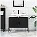 Mobile Lavabo Bagno Nero 60x30x60 Cm Legno Multistrato - Foto miniatura 2
