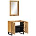 Set Mobili Da Bagno 2pz In Legno Massello Di Mango Grezzo - Foto miniatura 2