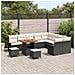 Set di Sofà da Giardino  12 Pezzi con Cuscini Nero Polyrattan Acacia, Set da Pranzo da Giardino  3 Pezzi con Cuscini Nero Polyrattan Acacia, Divano da Giardino  2-Persone con Cuscini Nero Polyrattan - Foto miniatura 3
