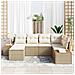 Set Divano da Giardino 6 Pezzi con Cuscini Beige Polyrattan Acacia - Foto miniatura 3