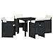 Set da Pranzo per Giardino con cuscino 5 pcs Nero Poly Rattan - Foto miniatura 1