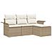 Set Divano da Giardino con cuscino 4 pcs Beige Poly Rattan - Foto miniatura 1