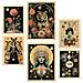 Set Di 6 Stampe Pittura Decorativa Collage Surreale In Illustrazioni Incorniciate Mistiche Esoteriche Nere Beige A3 & A4 Telaio In Legno Chiaro - Foto miniatura 1