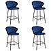 Sgabello da bar Valora GATTA in velluto blu navy con gambe nere x4 - Foto miniatura 1