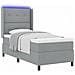 Letto a Sorgente LED Grigio chiaro 80 x 200 cm Tessuto - Foto miniatura 3