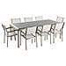 Set Di Tavolo E 8 Sedie Da Giardino In Acciaio, Granito E Fibra Tessile Bianca - Grigio Lucido - 220cm - Grosseto - Foto miniatura 1