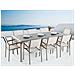 Set Di Tavolo E 8 Sedie Da Giardino In Acciaio, Granito E Fibra Tessile Bianca - Grigio Lucido - 220cm - Grosseto - Foto miniatura 2
