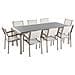 Set Di Tavolo E 8 Sedie Da Giardino In Acciaio, Granito E Fibra Tessile Bianca - Grigio Lucido - 220cm - Grosseto - Foto miniatura 27