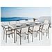Set Di Tavolo E 8 Sedie Da Giardino In Acciaio, Granito E Fibra Tessile Bianca - Grigio Lucido - 220cm - Grosseto - Foto miniatura 8
