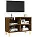 Mobile Tv Gambe In Legno Massello Rovere Marrone 69,5x30x50 Cm - Foto miniatura 3