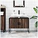 Mobile Lavabo Bagno Rovere Marrone 60x30x60cm Legno Multistrato - Foto miniatura 7