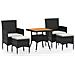 Set Mobili Da Pranzo Per Giardino 5 Pz Polyrattan E Acacia Nero - Foto miniatura 2