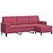 Divano a 3 Posti con Poggiapiedi Rosso Vino 210 cm in Velluto - Foto miniatura 1
