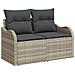 Set di divani da giardino  6 pezzi con cuscini grigio chiaro polyrattan, Divano da giardino  2 posti con cuscini grigio chiaro polyrattan - Foto miniatura 4