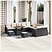 Set Divano da Giardino in 13 Pezzi con Cuscini Neri in Polyrattan di Acacia,  Divano da Giardino per Due Persone con Cuscini Neri in Polyrattan,  Set da Pranzo in Giardino in 3 Pezzi con Cuscini Neri in Polyrattan di Acacia - Foto miniatura 2