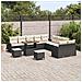 Set Divano da Giardino in 13 Pezzi con Cuscini Neri in Polyrattan di Acacia,  Divano da Giardino per Due Persone con Cuscini Neri in Polyrattan,  Set da Pranzo in Giardino in 3 Pezzi con Cuscini Neri in Polyrattan di Acacia - Foto miniatura 3