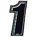 Numero 1 Adesivo Slim Olografico Nero, 10 x 6,5 cm - Foto miniatura 1