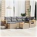 Set Divani da Giardino 7 pz con Cuscini Beige in Polyrattan - Foto miniatura 2